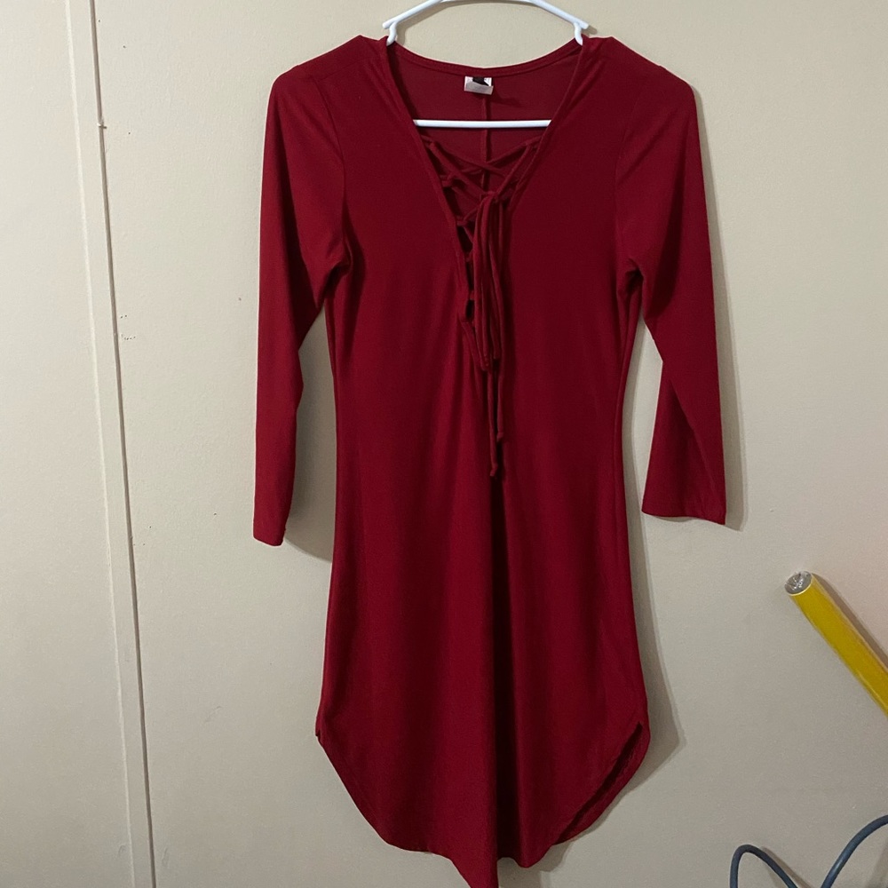 burgundy mini dress